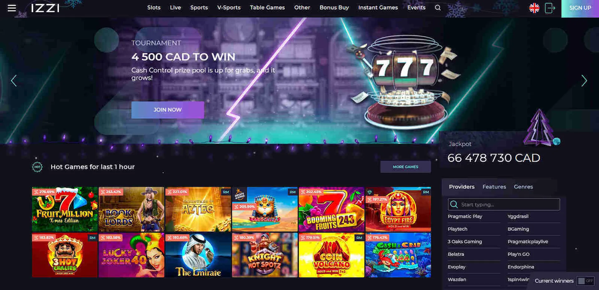 Casino games at Izzi Casino