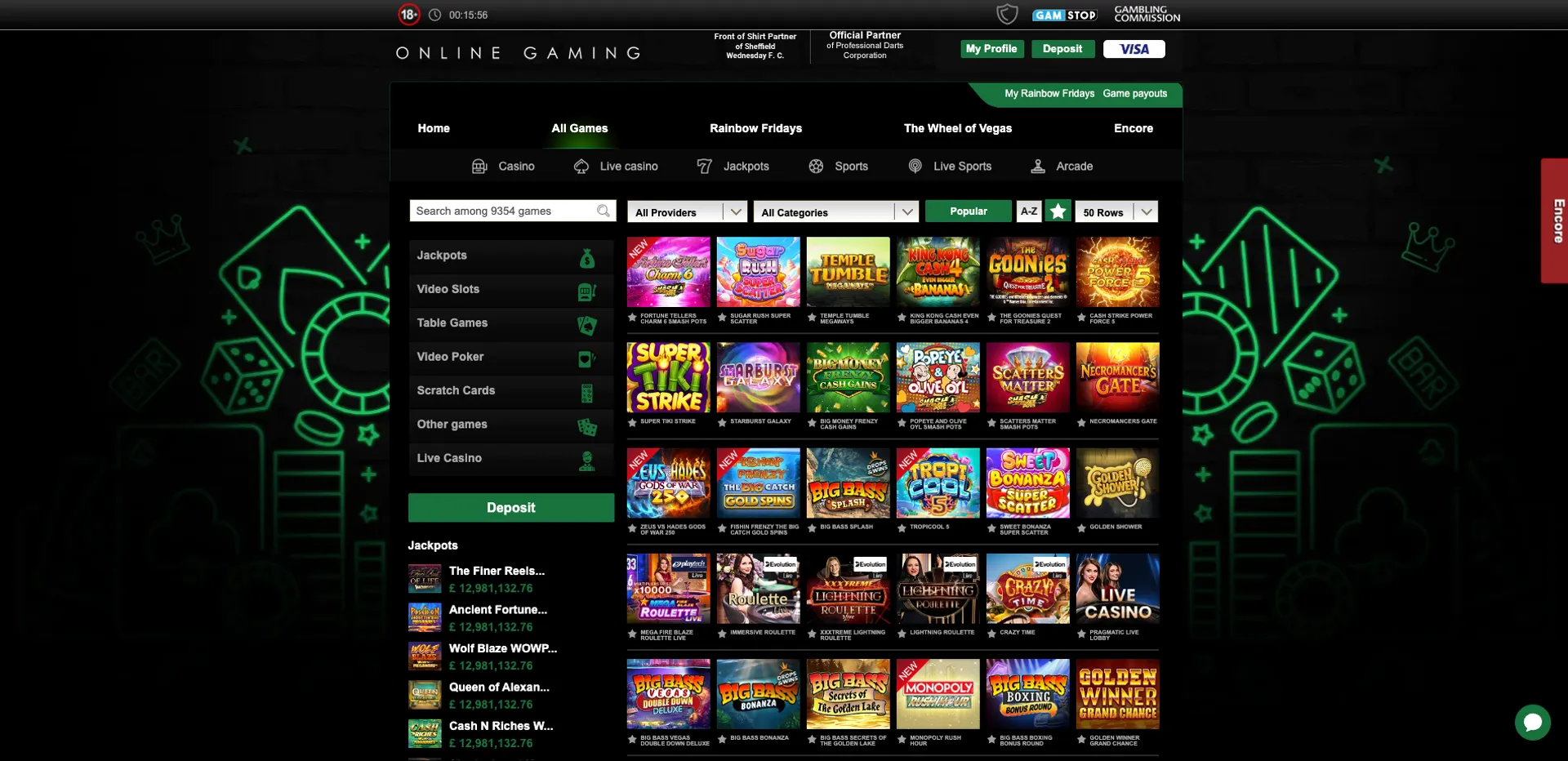 Game selection at Mr vegas