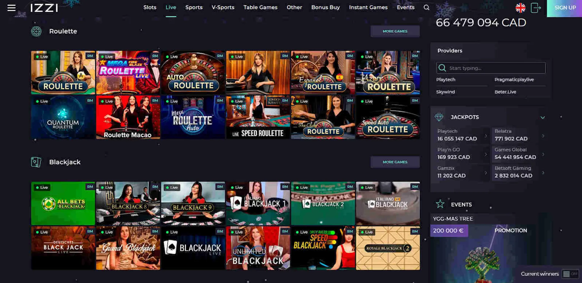 Experience thrilling live casino games at Izzi Casino