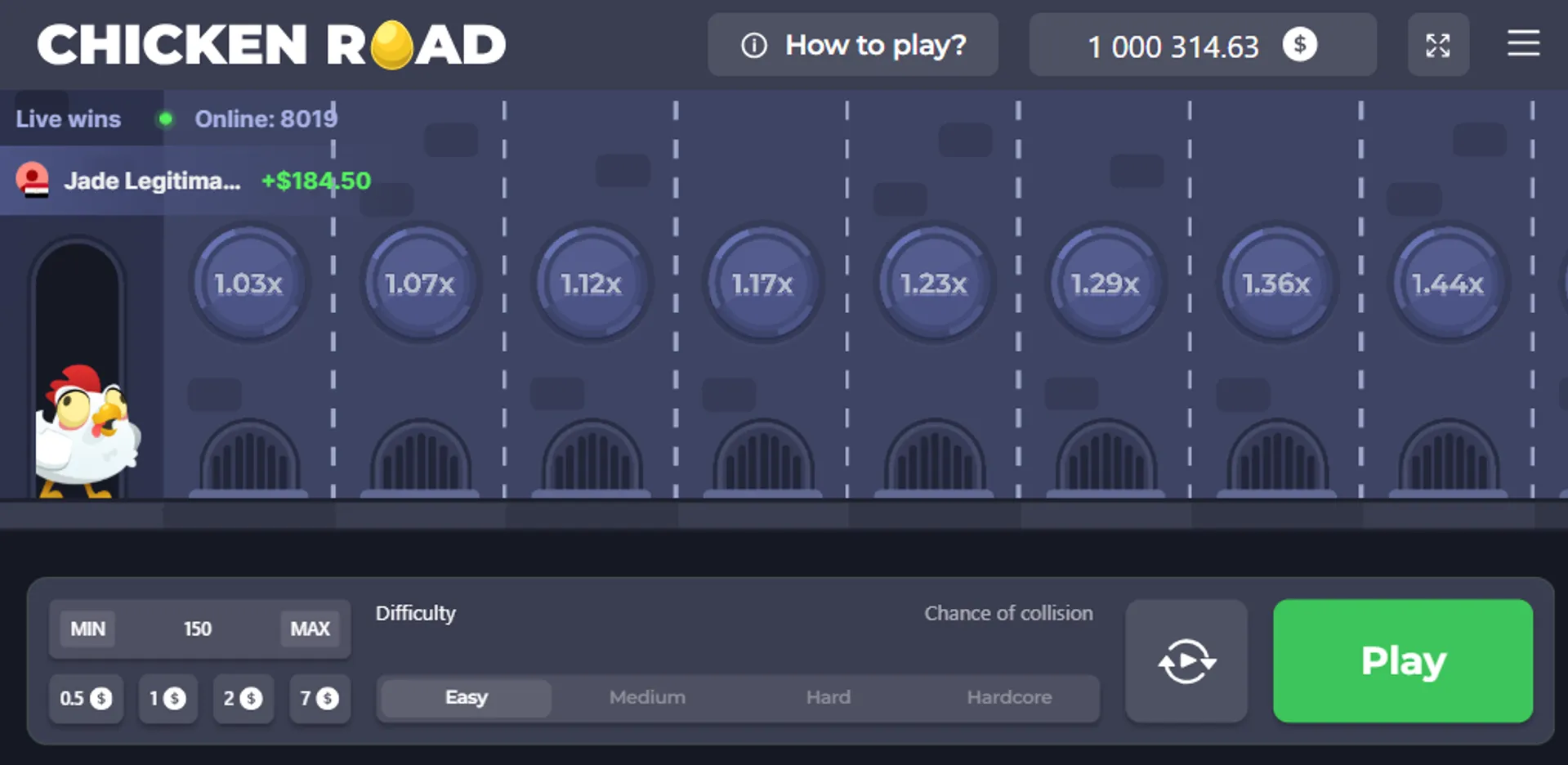 Así se ve el juego base de Chicken Road