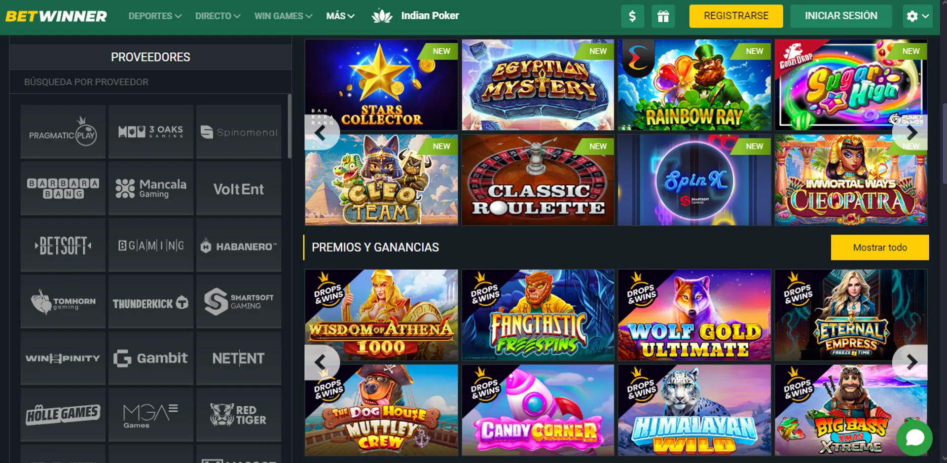 Betwinner tiene un amplio catálogo de juegos, pues trabaja con más de 100 proveedores