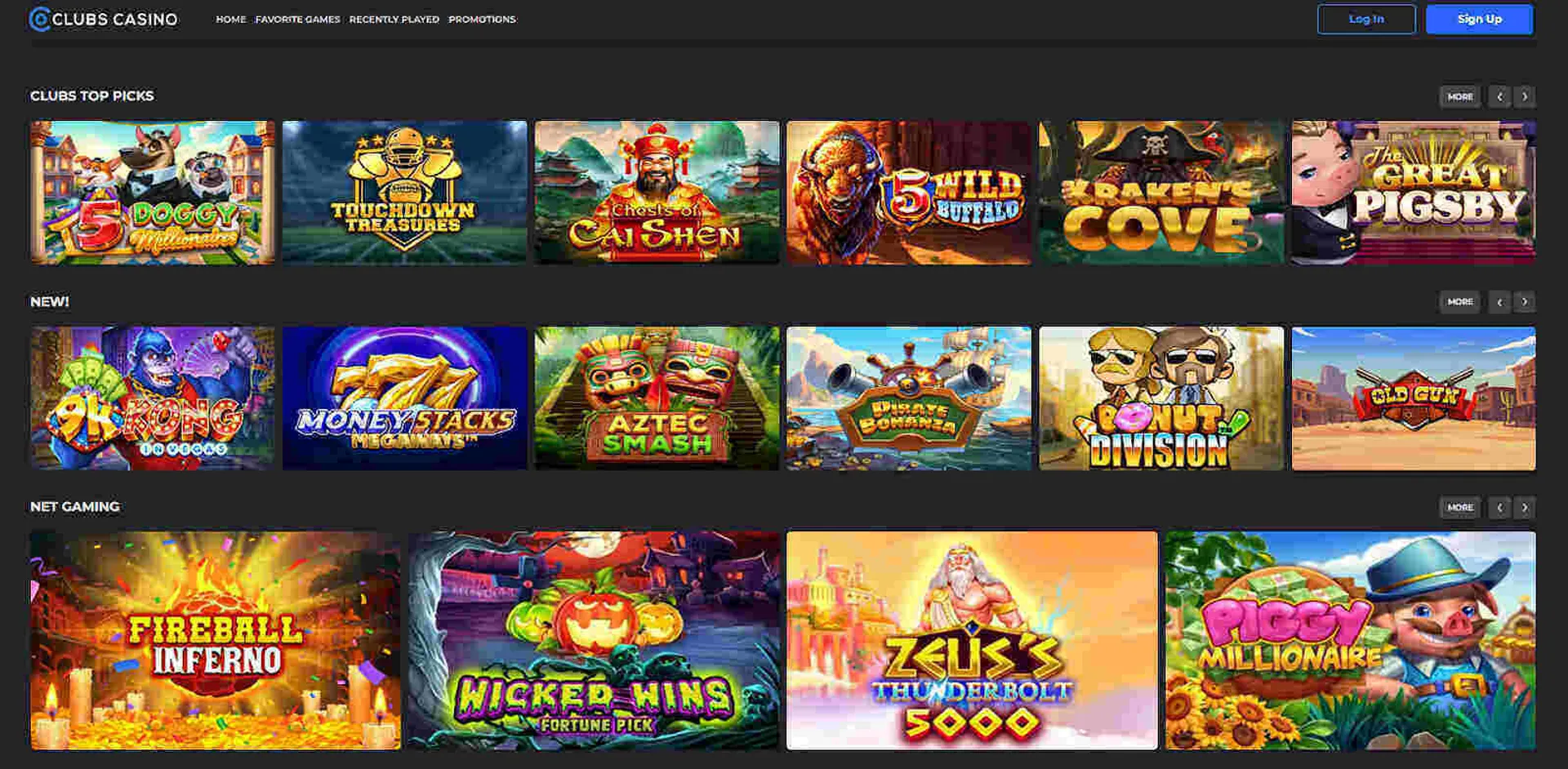 Games available at Clubs Casino