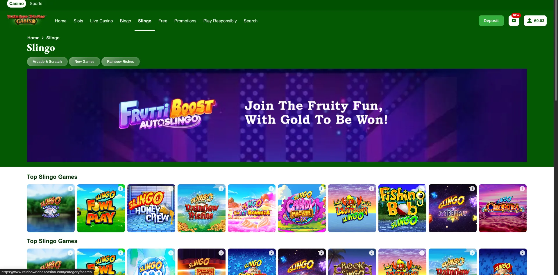 Exclusive Games and Slingo