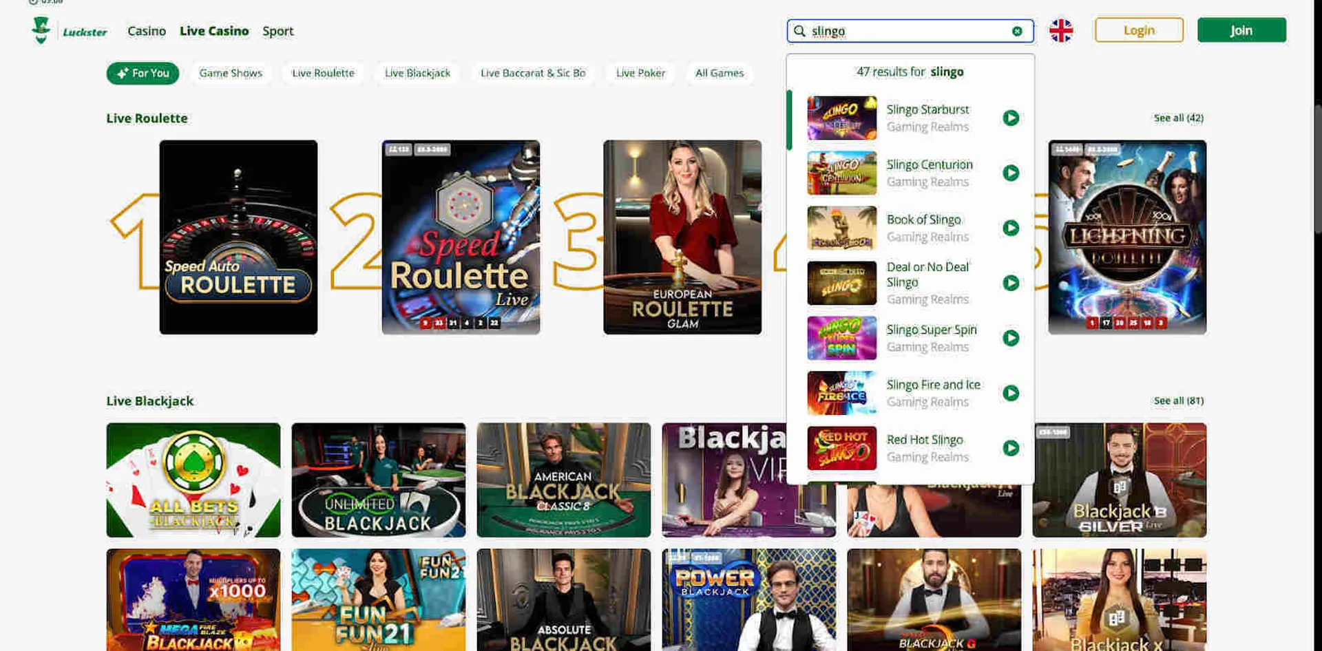 Luckster exclusives and slingo