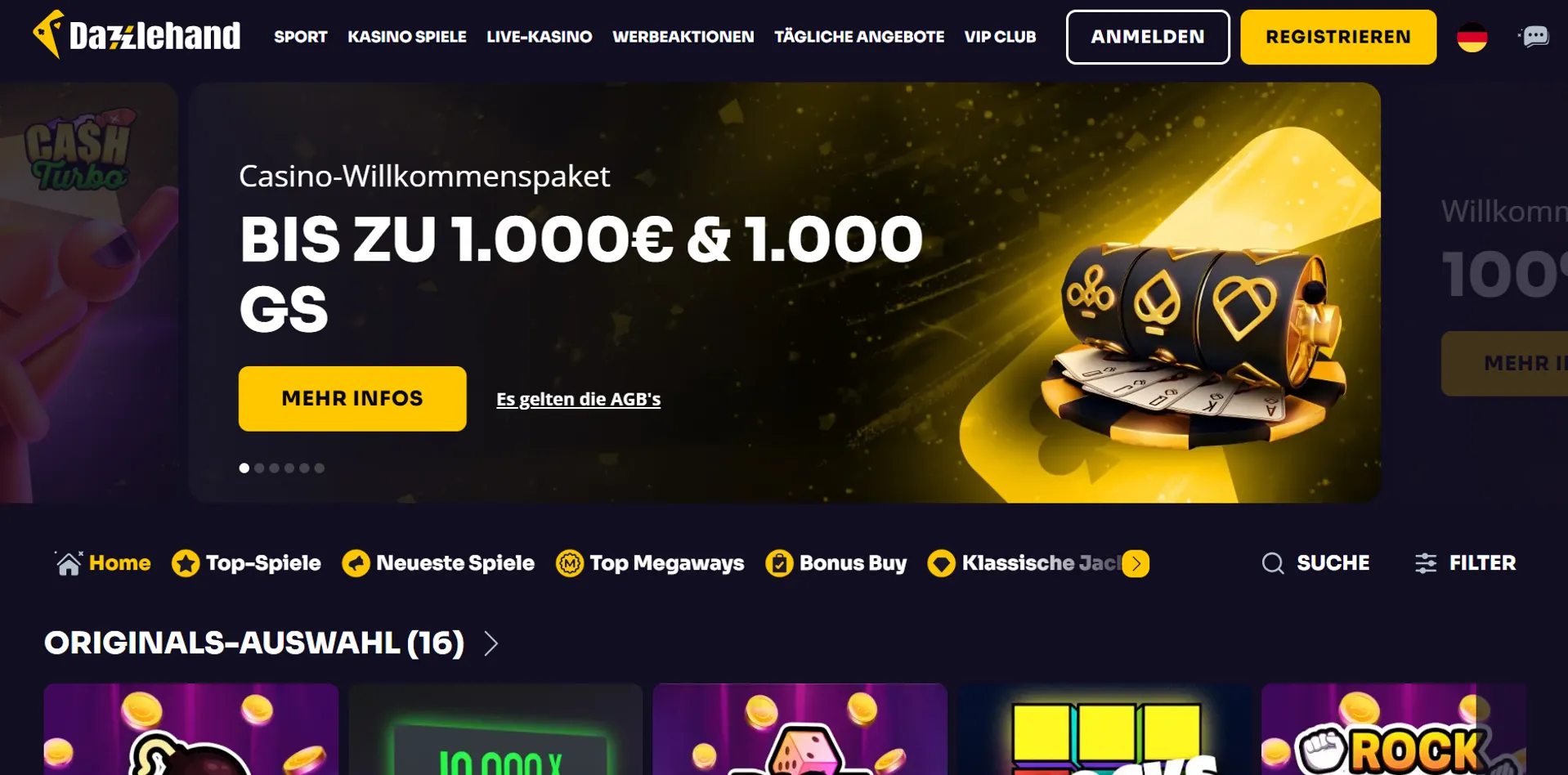 Dazzlehand Casino Willkommensbonus