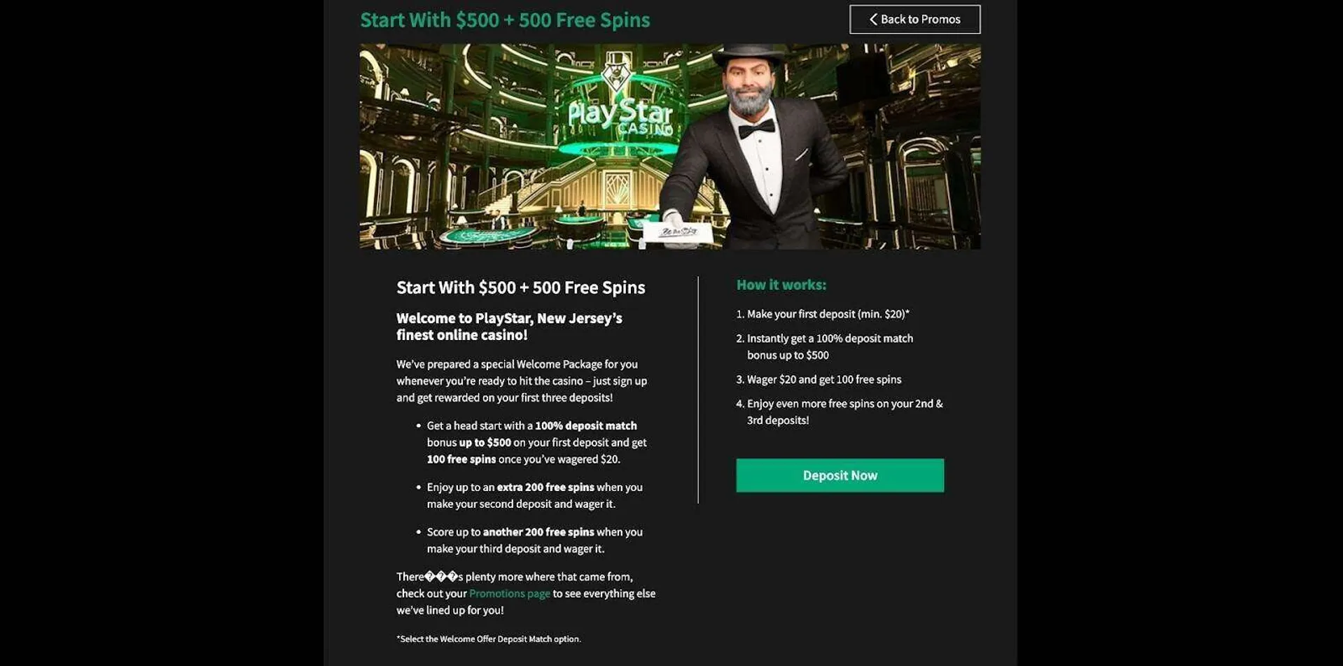 Welcome bonus at PlayStar casino