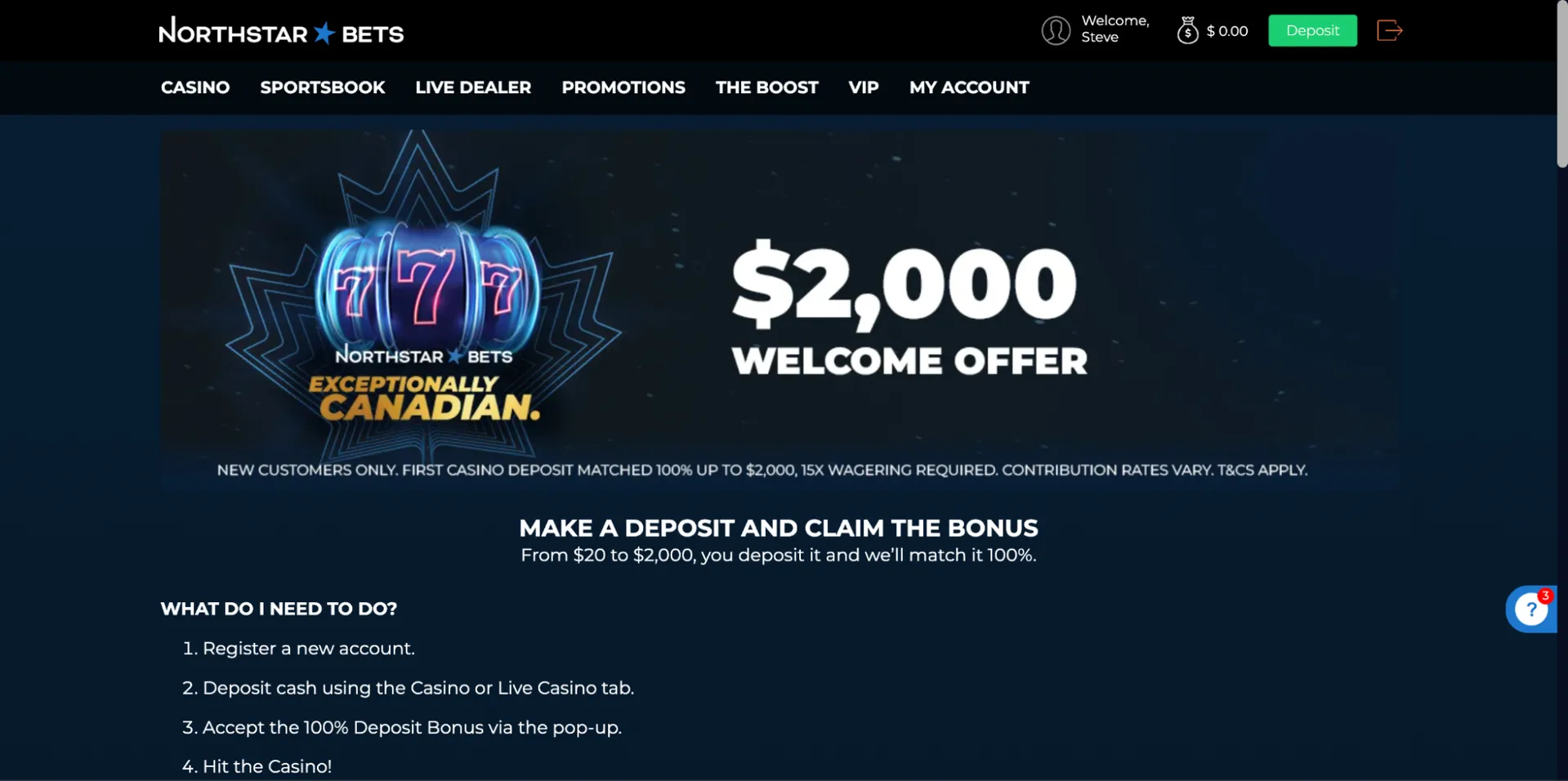 Welcome Bonus Northstar Bets