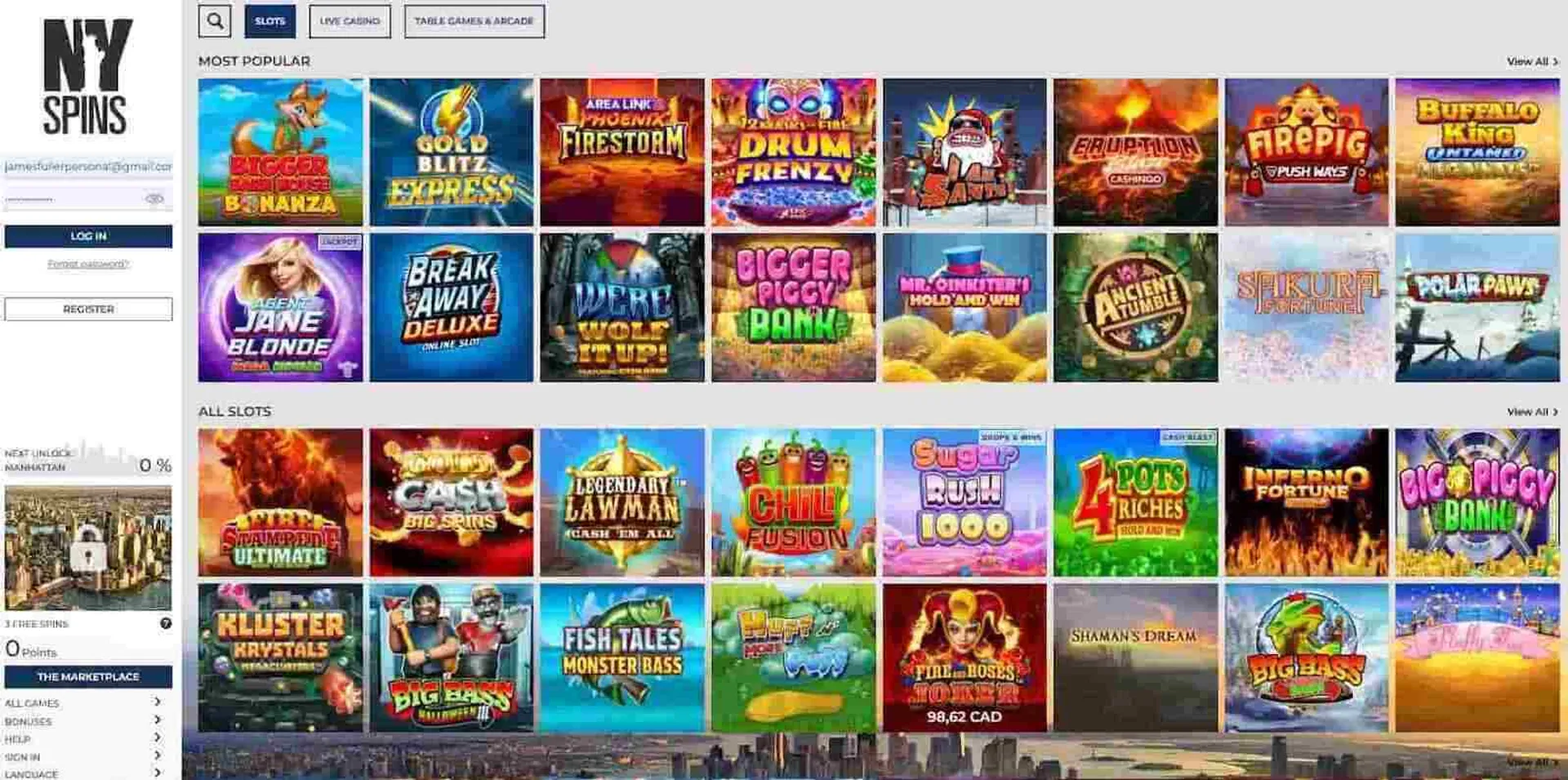 NYSpins online slots and Megaways