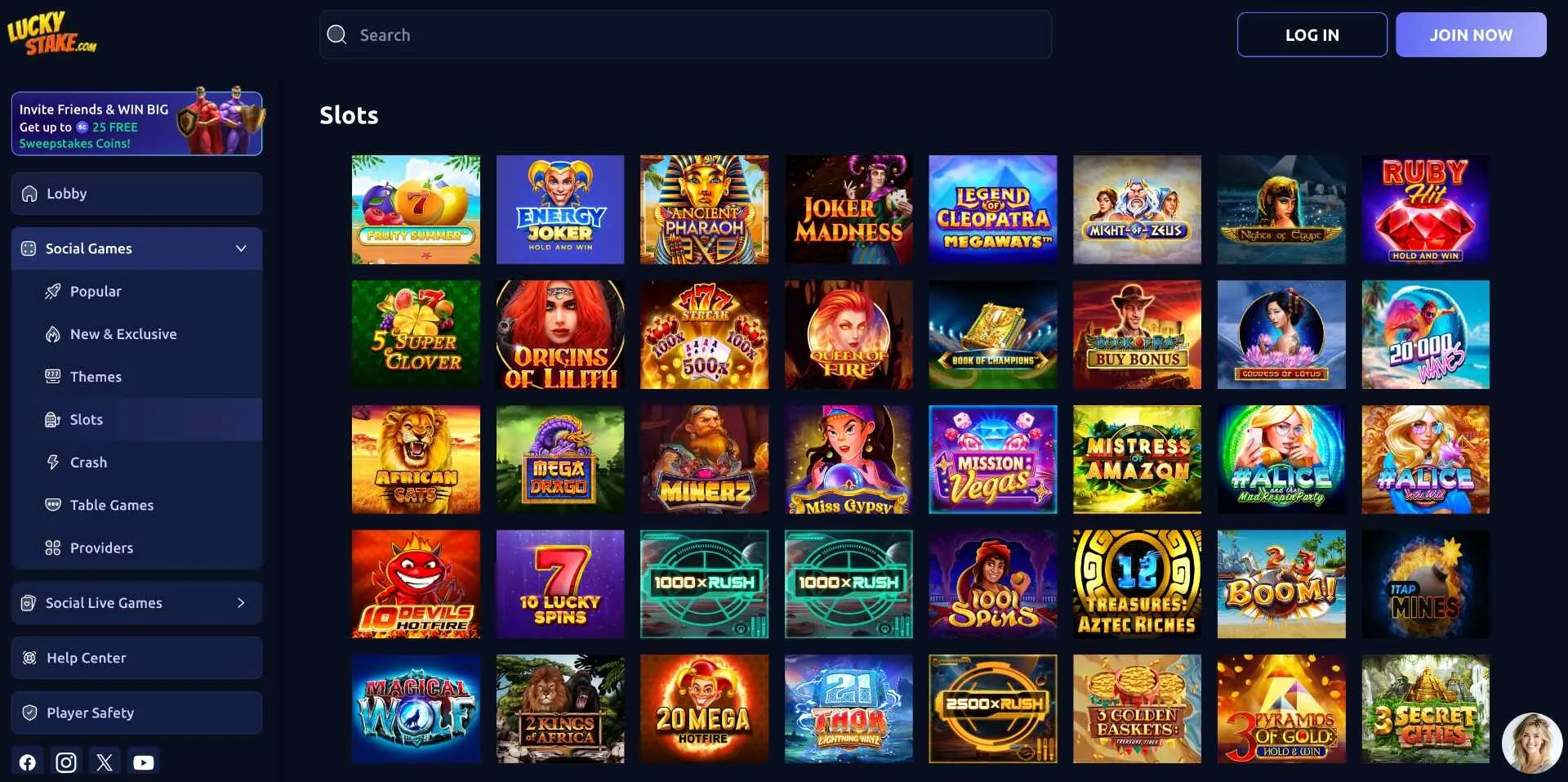 Luckystake slot games