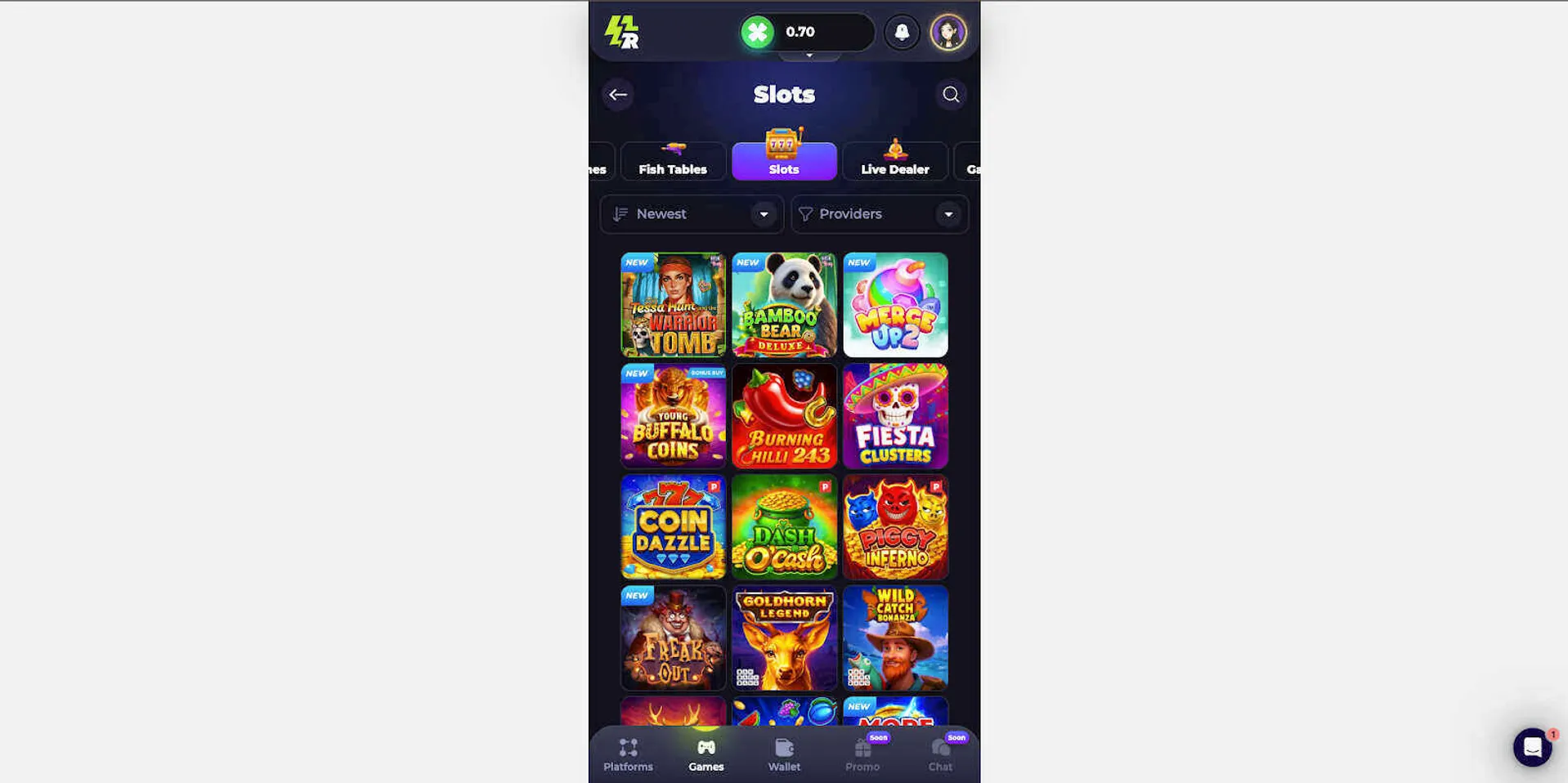 Live dealer games at LuckyRush casino