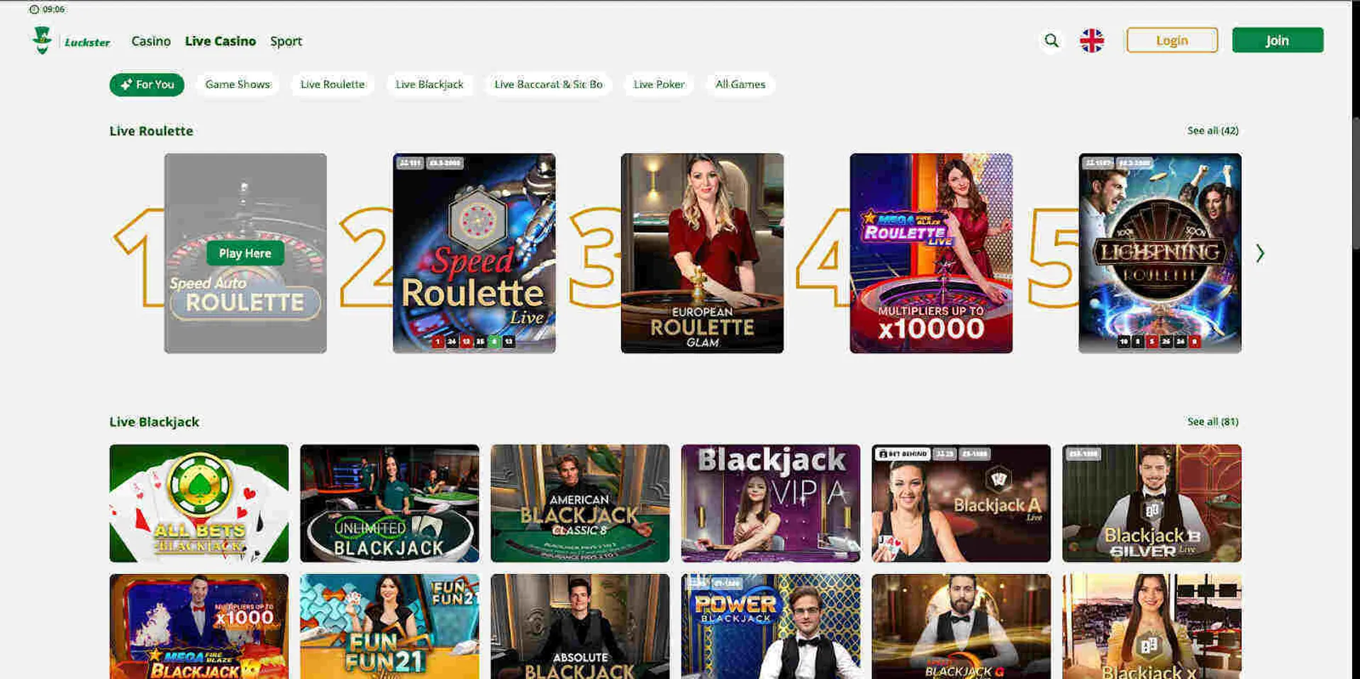 Luckster live casino