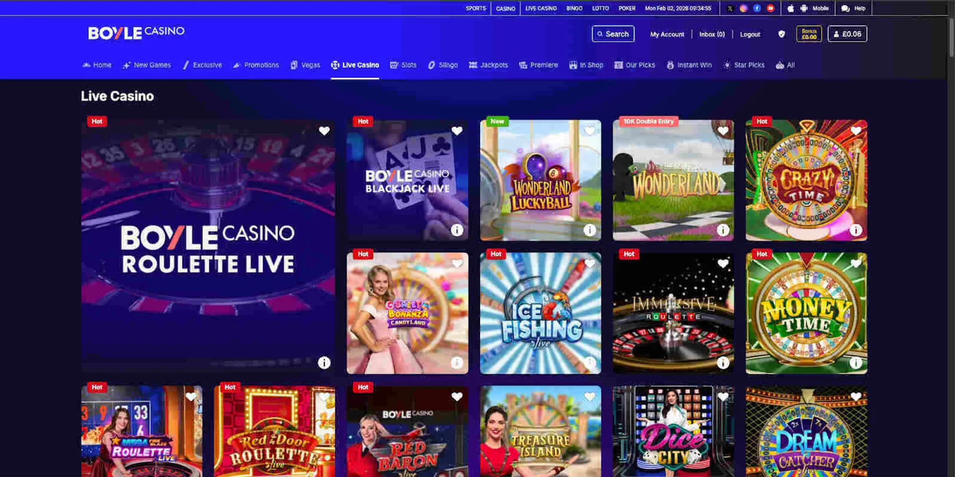 BoyleSports live casino games