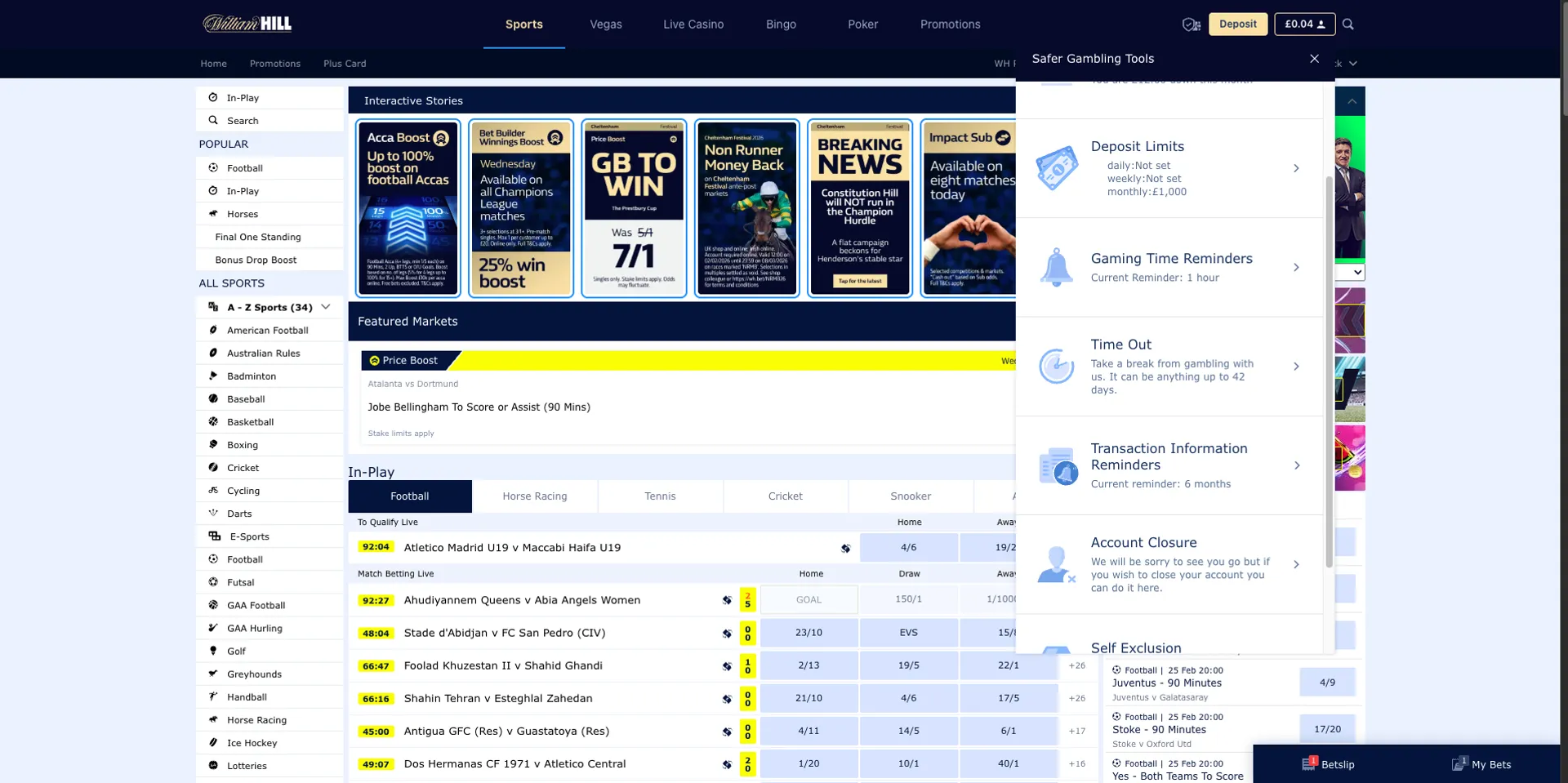 Responsible gambling at William Hill