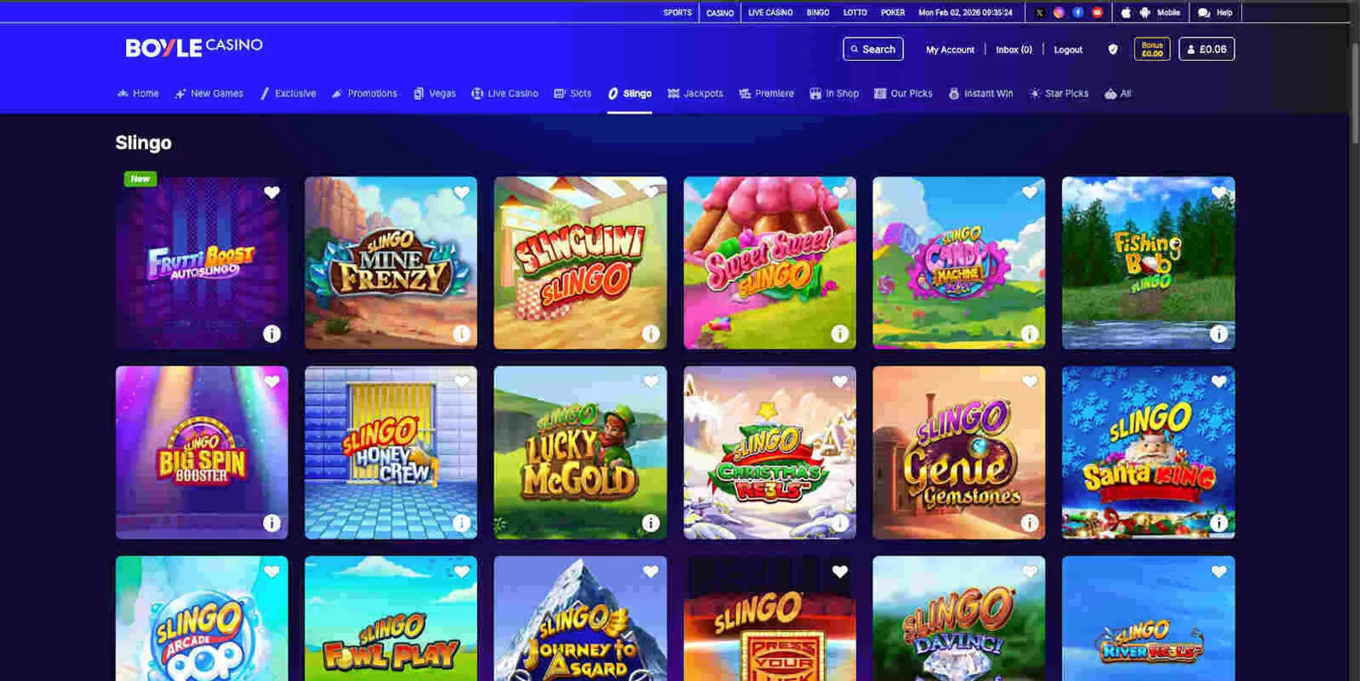 BoyleSports exclusive games and Slingo