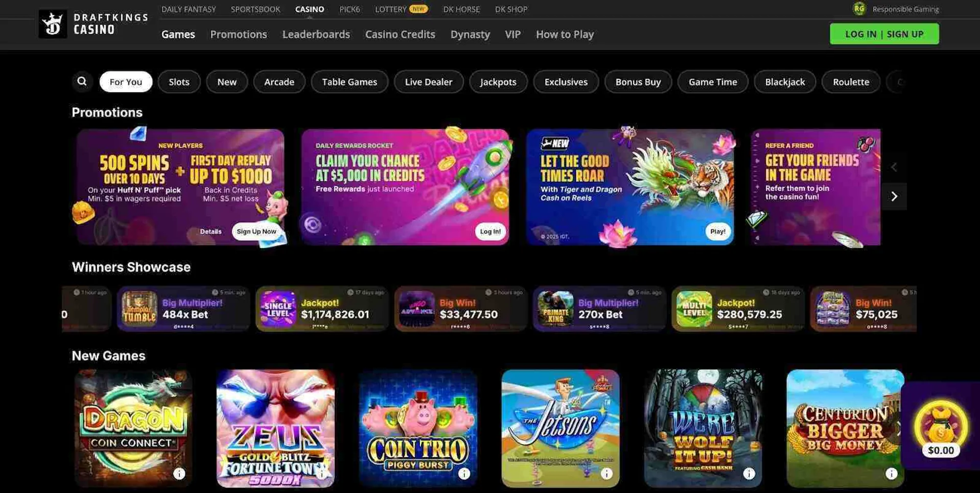 Games at DraftKings casino