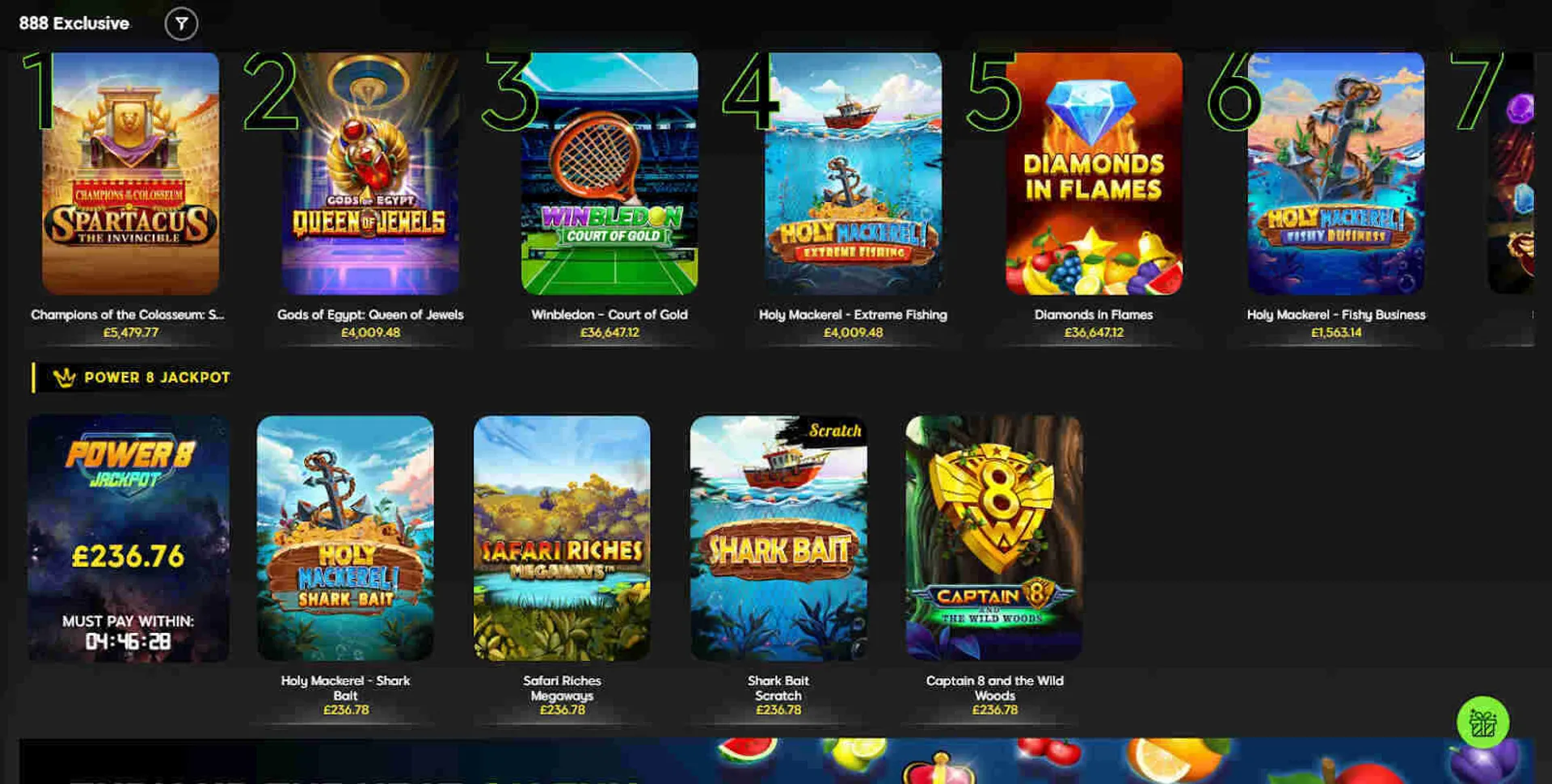 Exclusive games and Slingo at 888