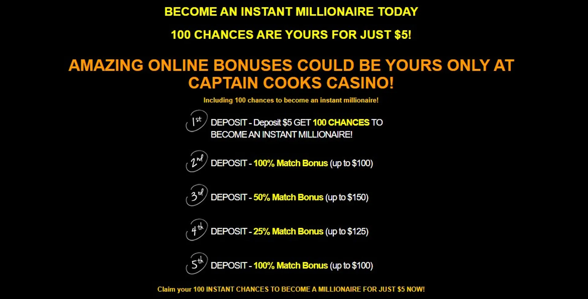 Captain Cooks Casino Welcome Bonus