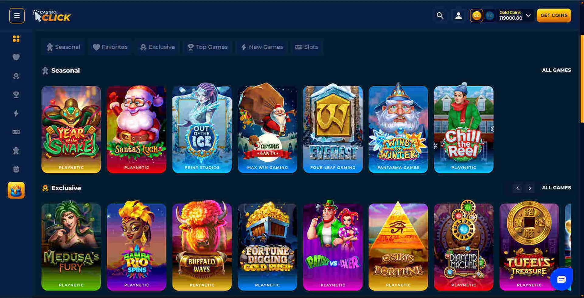 Games you can find at Casino Click social casino