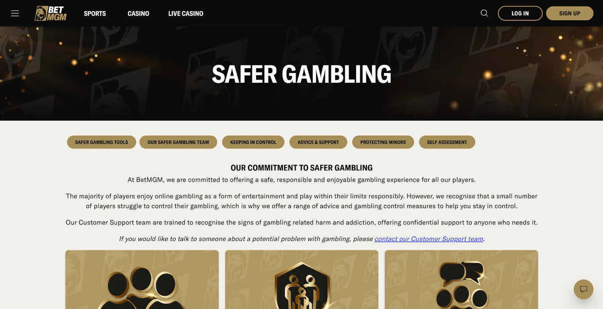 Safer gambling measures at BetMGM