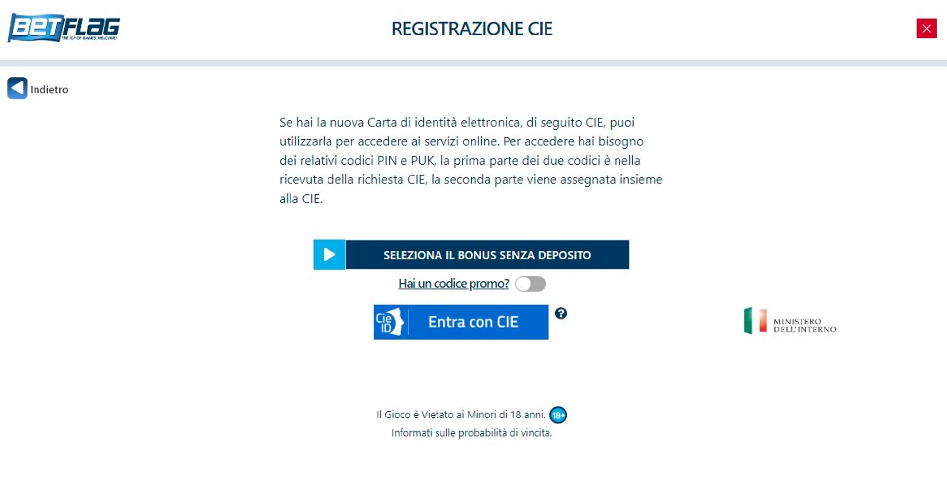 Registrazione con carta d'identita elettronica