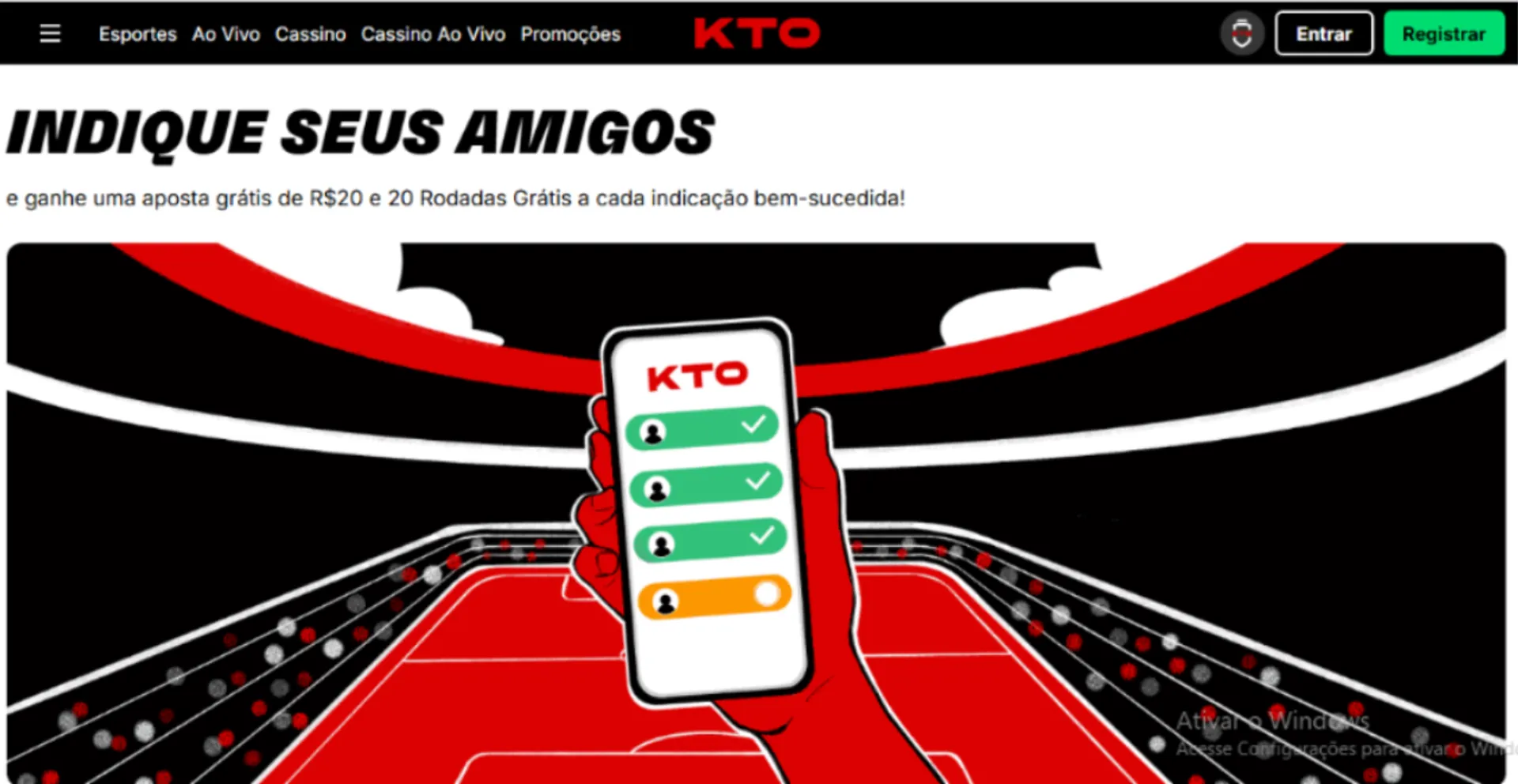 aba de indicação de amigo na kto