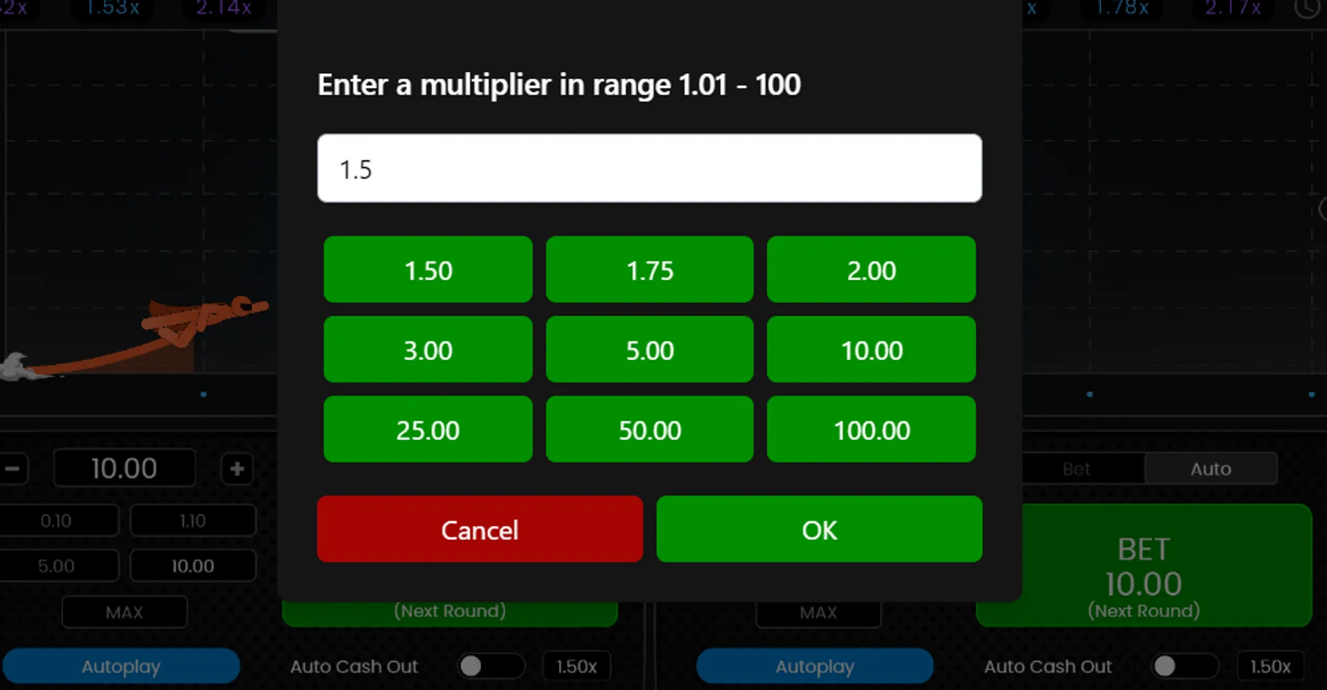 FlyX betting range