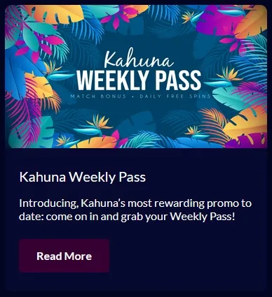 Grab monthly gifts with Kahuna Casino