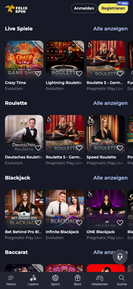 Felixspin Live Casino