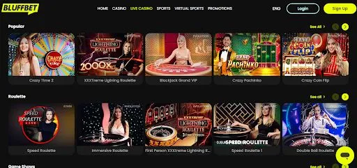 Thrilling live casino games at bluffbet casino
