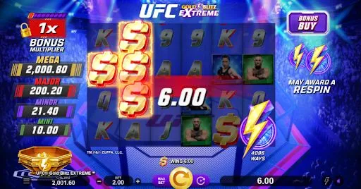 UFC gold blitz extreme free spins bonus round