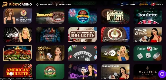 What live casino games are available at Rickycasino?