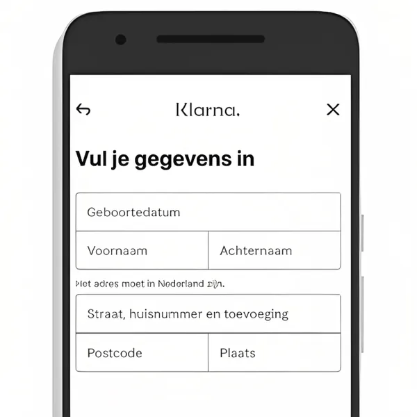 Vul jouw gegevens in bij Klarna