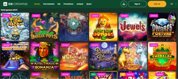 50 Crowns Casino slot selection