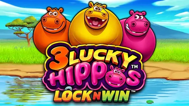 3 lucky hippos slot logo