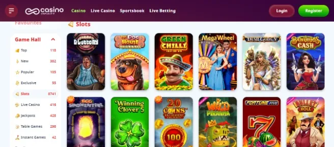 Casino Infinity slot selection