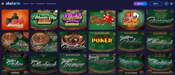 Stelario Casino table games