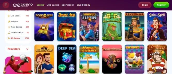 Games you’ll find at Casino Infinity