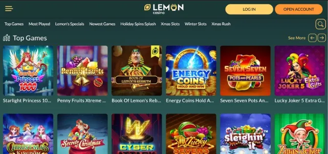 Games available at Lemon Casino