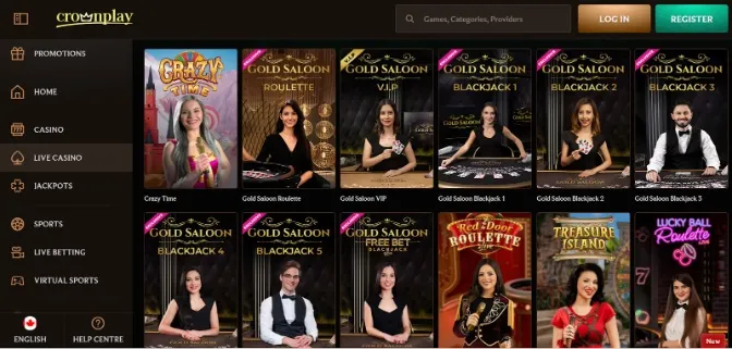 Are there live casino games at CrownPlay Casino?