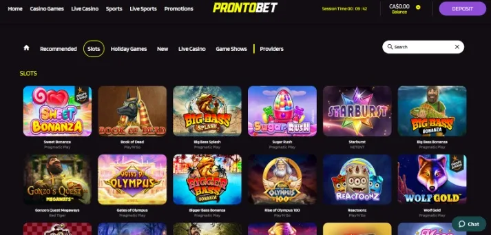 Playing ProntoBet Casino's top slots