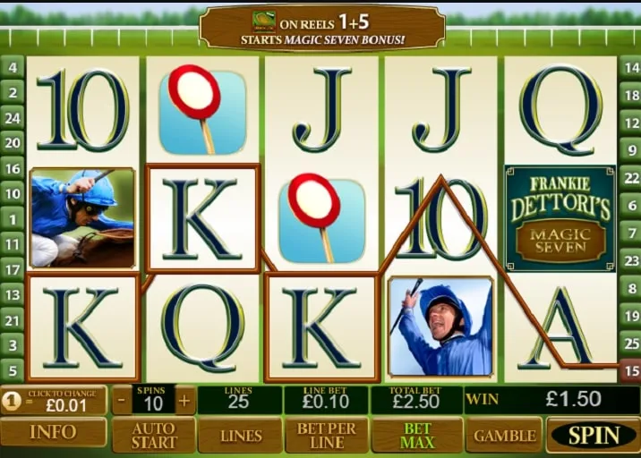 Frankie Dettori's Magic Seven wilds, bonuses and free spins