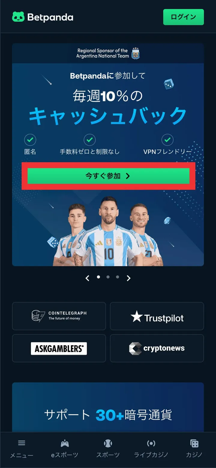 ベットパンダの公式サイトにアクセス