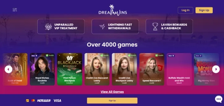 What casino games did I discover at DreamWins?