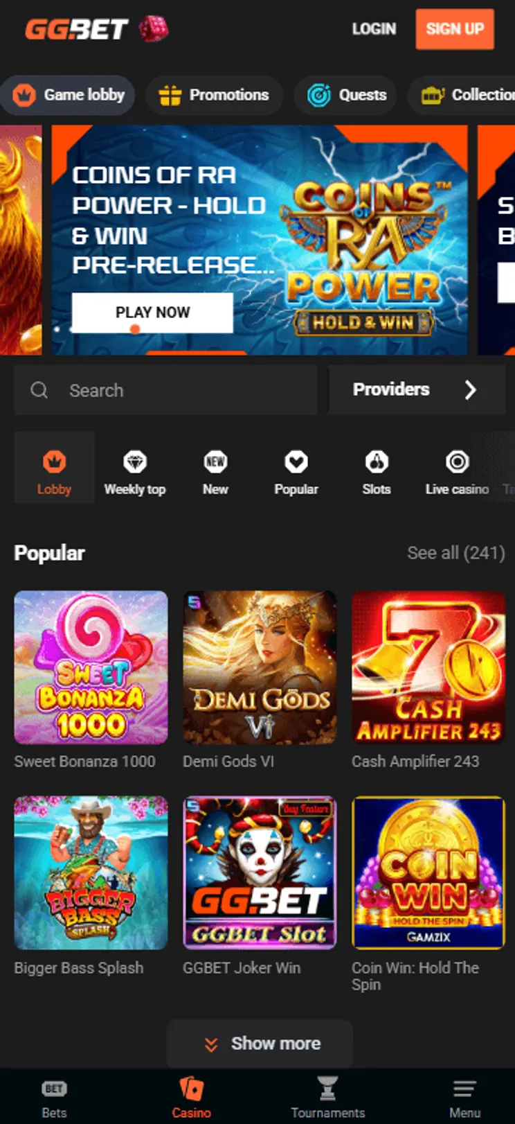 GGBet mobile casino on iPhone XR