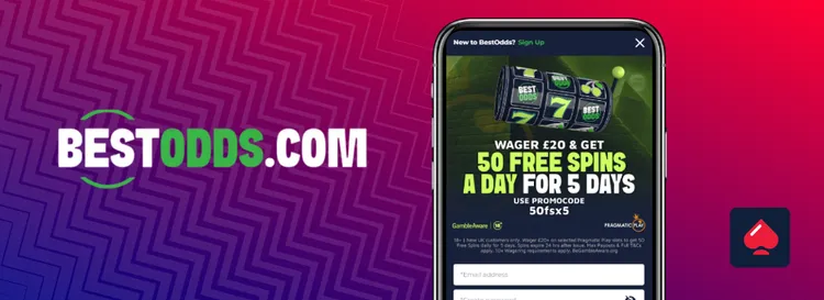 Image of Bestodds casino mobile screen and logo