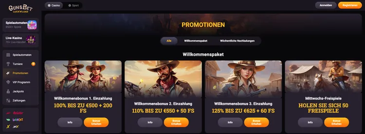 Gunsbet Casino Willkommensangebot