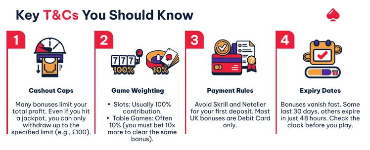 Image explaining the main terms and conditions terms a player should know