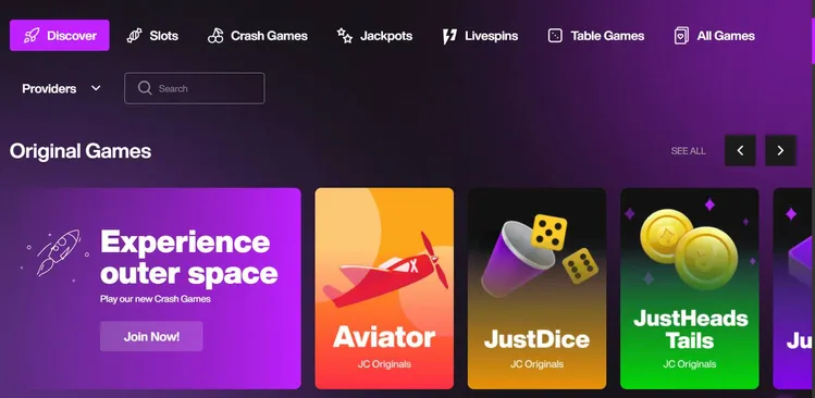 Casino Spiele bei Just Casino