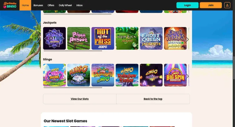 Barbados Bingo exclusive games and Slingo