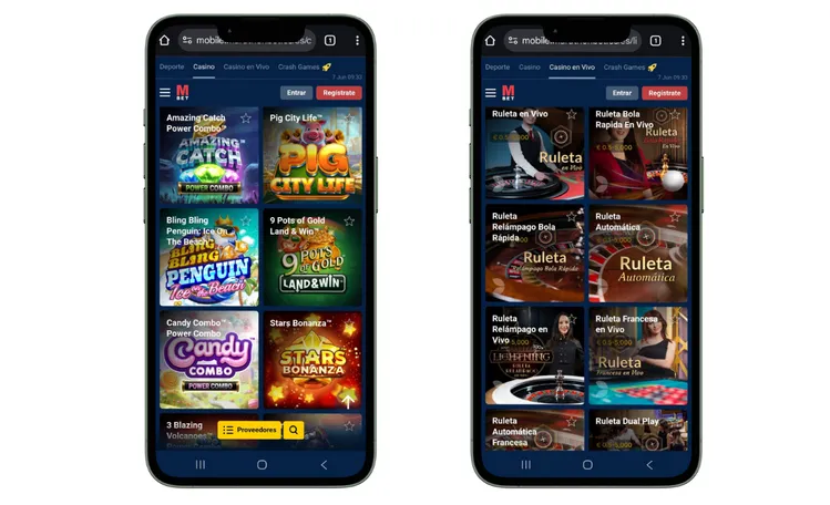 Versión móvil de Marathonbet